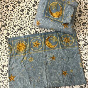 Vintage Celestial Star Sun Moon Queen Sheets